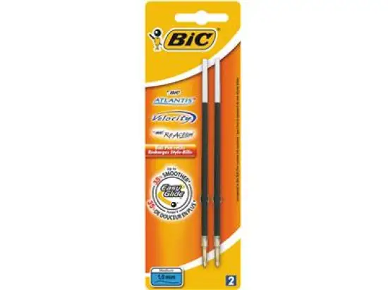 Kugelschreibermine Bic 8928234 Easy Glide 0,4mm (M), Medium, Atlantis Soft, dokumentenecht, blau, Pack 2 Stk