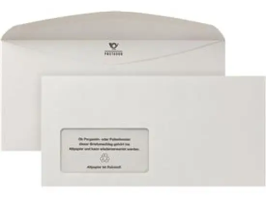 Briefumschlag Posthorn 02526481 C6/5 (114 x 229 mm), mit Fenster, Nassklebung, ISK, grau, Recycling, 80g, Pack 1000 Stk