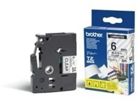 Schriftband-Kassette Brother TZe-111 schwarz auf transparent 6mm/8m laminiert