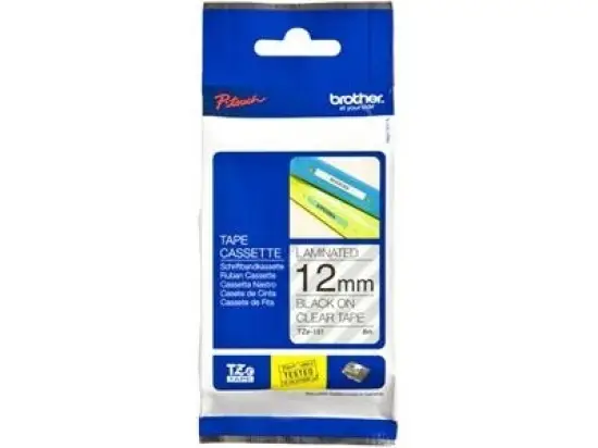 Schriftband-Kassette Brother TZe-131 schwarz auf transparent 12mm/8m laminiert