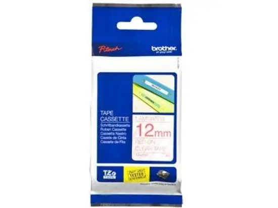 Schriftband-Kassette Brother TZe-132 rot auf transparent 12mm/8m laminiert