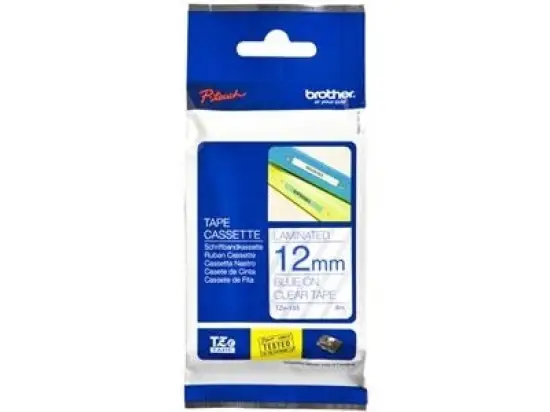 Schriftband-Kassette Brother TZe-133 blau auf transparent 12mm/8m laminiert