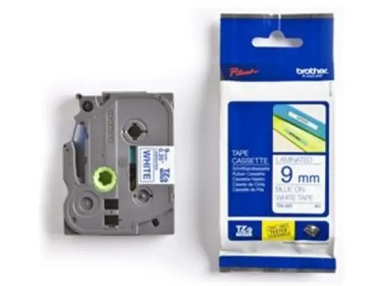 Schriftband-Kassette Brother TZe-223 blau auf weiß 9mm/8m laminiert