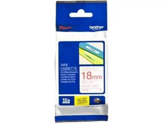 Schriftband-Kassette Brother TZe-242 rot auf weiß 18mm/8m laminiert