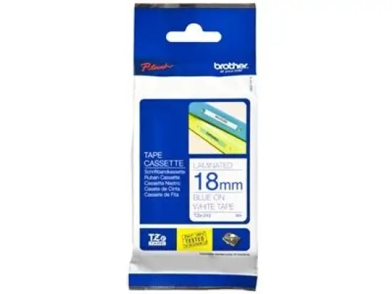 Schriftband-Kassette Brother TZe-243 blau auf weiß 18mm/8m laminiert