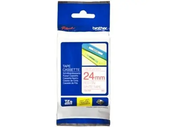 Schriftband-Kassette Brother TZe-252 rot auf weiß 24mm/8m laminiert