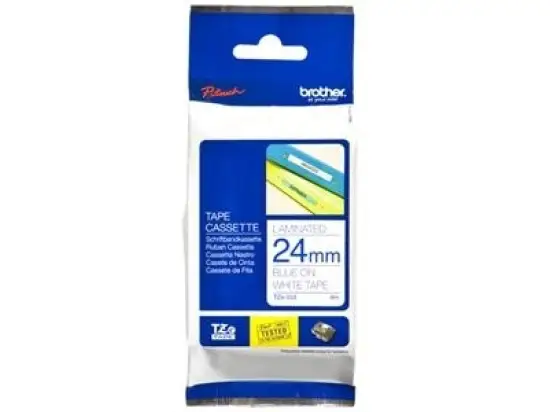 Schriftband-Kassette Brother TZe-253 blau auf weiß 24mm/8m laminiert