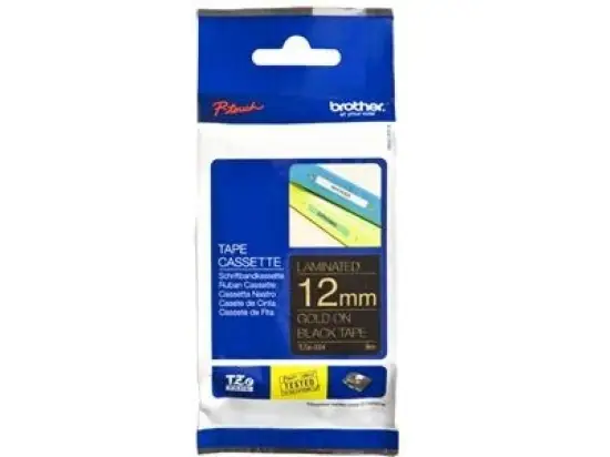 Schriftband-Kassette Brother TZe-334 gold auf schwarz 12mm/8m laminiert