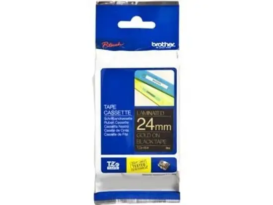 Schriftband-Kassette Brother TZe-354 gold auf schwarz 24mm/8m laminiert
