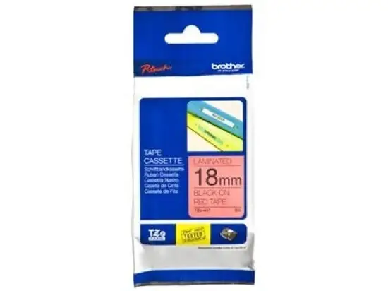 Schriftband-Kassette Brother TZe-441 schwarz auf rot 18mm/8m laminiert