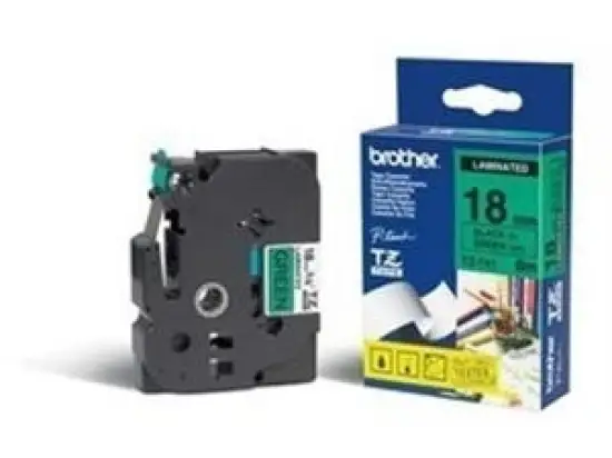 Schriftband-Kassette Brother TZe-741 schwarz auf grün 18mm/8m laminiert