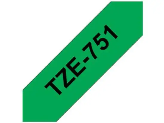 Schriftband-Kassette Brother TZe-751 schwarz auf grün 24mm/8m laminiert