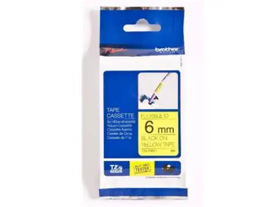 Schriftband-Kassette Brother TZe-FX611 schwarz auf gelb 6mm/8m Flexi-Tape laminiert