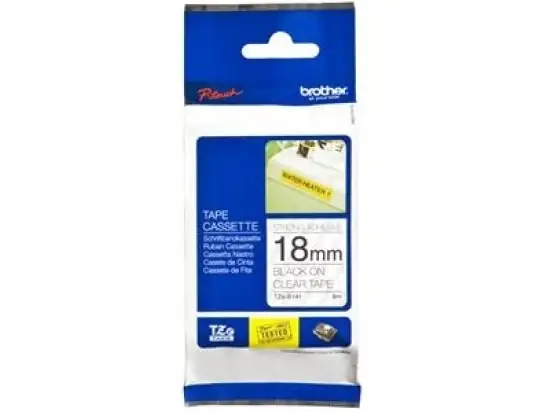 Schriftband-Kassette Brother TZe-S141 schwarz auf transparent 18mm/8m laminiert stark klebend