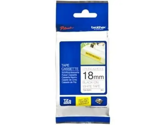 Schriftband-Kassette Brother TZe-S241 schwarz auf weiß 18mm/8m laminiert stark klebend