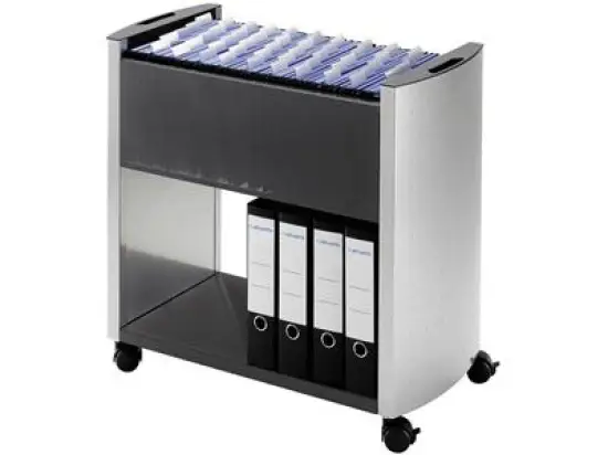 Hängemappenwagen Durable 3076-121 3076121 Design Line 80 A4 anthrazit/metallic silber einbahnig, für 80 Hängemappen