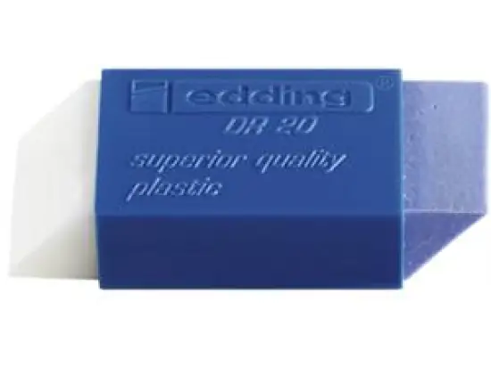 Radierer Edding DR20 4-DR20 Kunststoff, weiß/blau, Blei+Tinte, Pack 20 Stk