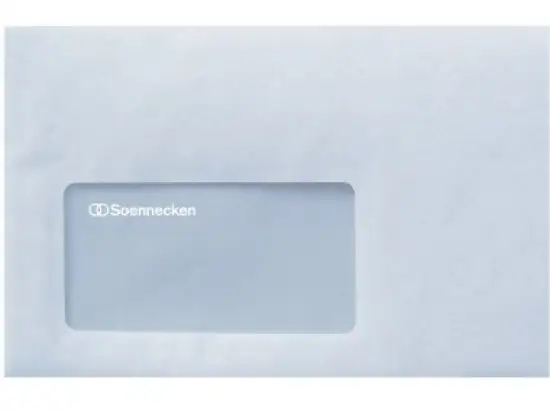 Briefumschlag Soennecken 327211301 2913 C6 mit Fenster selbstklebend weiß 72g, Pack 1000 Stk