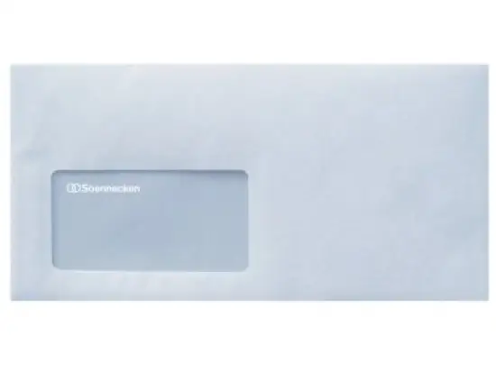Briefumschlag Soennecken 327211701 2933 Kompakt (125x229mm), mit Fenster, Selbstklebung, weiß, 75g, Pack 1000 Stk