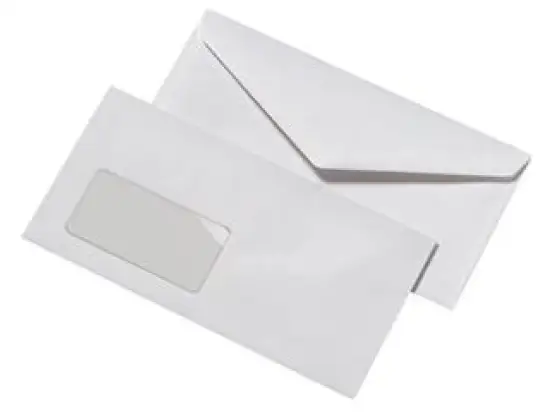 Briefumschlag Mailmedia 30005353 DIN lang mit Fenster nassklebend weiß 72g, Pack 1000 Stk