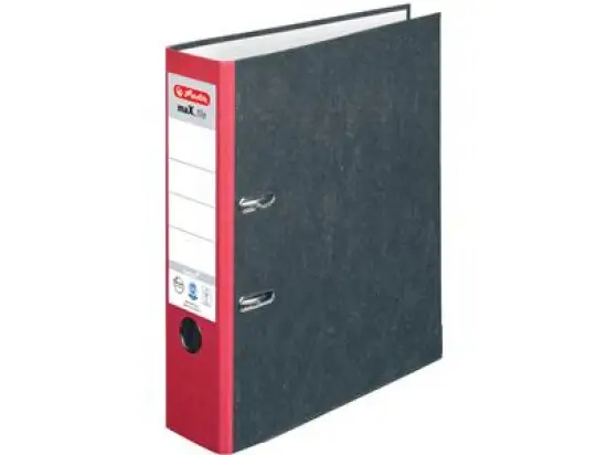 Ordner Herlitz 300007003 05171301 maX.file nature A4, 80mm, Pappe/Wolkenmarmor, roter Rücken, Pack 20 Stk