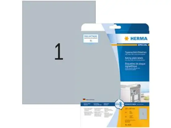 Typenschild-Etiketten Herma 4224 Special 210 x 297 mm SuperPrint silber 1Etikett/Blatt, Pack 25 Stk/25 Blatt