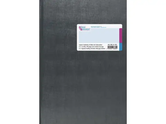 Geschäftsbuch König & Ebhardt 86-11322 8611322 mit Kopfleiste, A4, 192 Seiten, mit Seitenzahlen, rautiert, Kunststoff, grau