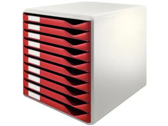 Schubladenbox Leitz 5281-00-28 52810028 bordeaux/grau 10-Schüb Post- und Formularset
