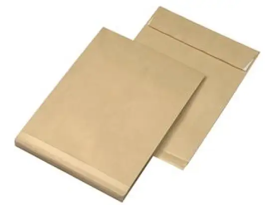 Faltentasche Mailmedia 30007045 C4 (229 x 324 mm), 120g, ohne Fenster, Haftklebung, 20mm-Stehboden, braun, Pack 250 Stk