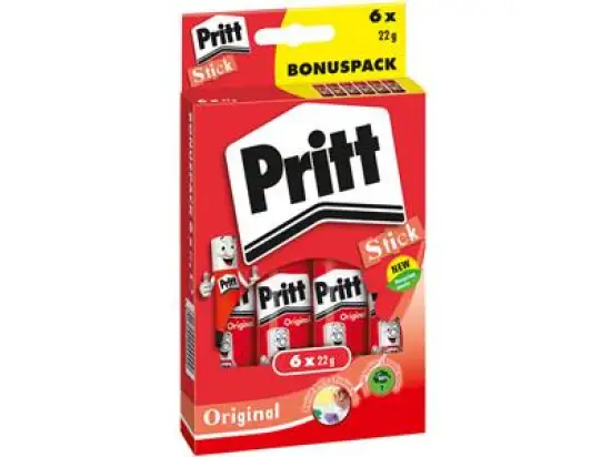 Klebestift Pritt PS6BF WA12 Bonuspack 22g, ohne Lösungsmittel, Pack 6 Stk