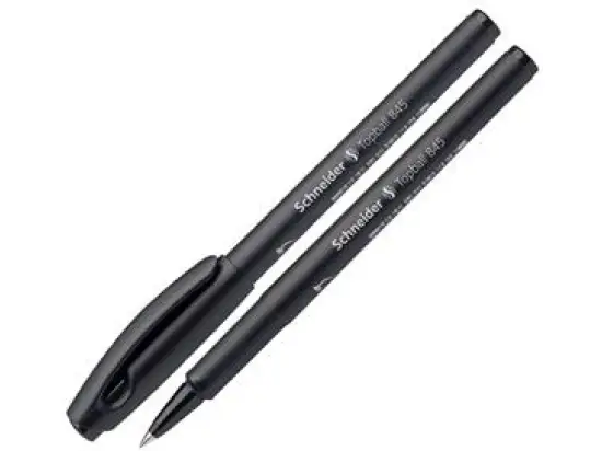 Tintenroller Schneider 184501 Topball 845 0,3mm, Edelstahlspitze, mit Kappe, schwarz, Pack 10 Stk