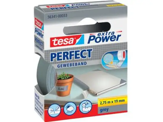 Gewebeband Tesa 56341-00033-03 extra Power Perfekt 19 mm x 2,75 m, grau