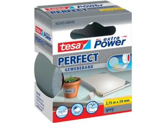 Gewebeband Tesa 56343-00040-03 extra Power Perfekt 38 mm x 2,75 m, grau