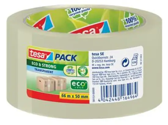 Packband Tesa 58153-00000-00 tesapack Eco & Strong 50 mm x 66 m, Kunststoff (PP), transparent