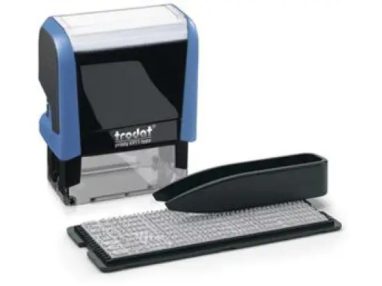 Stempel-Set Trodat 51495110 printy 4911 typo blau, zum selber setzen, selbstfärbend
