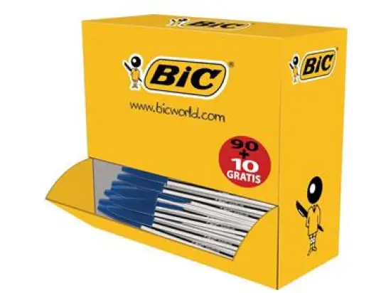 Kugelschreiber Bic 942910 Cristal Original 0,4mm (M), mit Kappe, dokumentenecht, blau, Pack 100 Stk