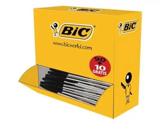 Kugelschreiber Bic 942911 Cristal Original 0,4mm (M), mit Kappe, dokumentenecht, schwarz, Pack 100 Stk