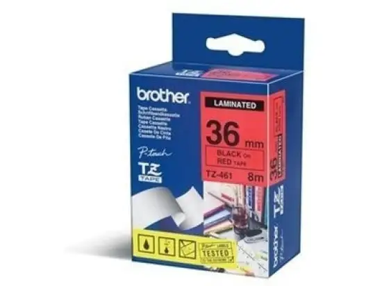 Schriftband-Kassette Brother TZe-461 schwarz auf rot 36mm/8m laminiert