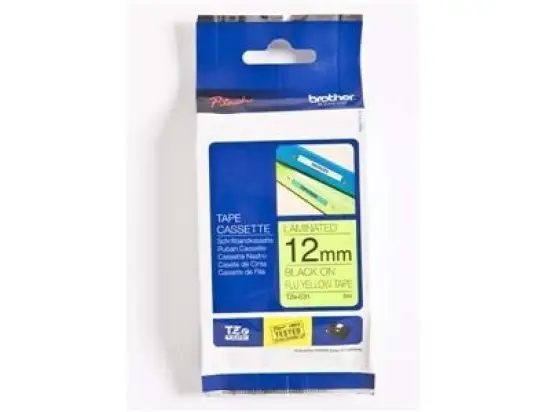 Schriftband-Kassette Brother TZe-C31 schwarz auf signalgelb 12mm/5m laminiert