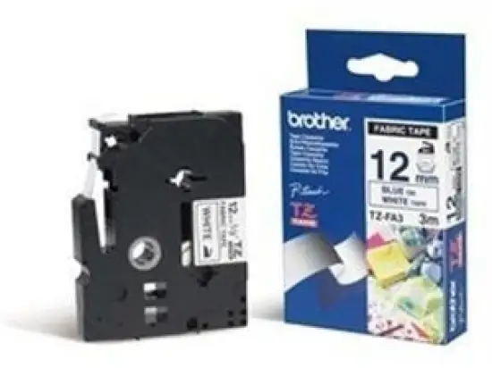 Schriftband-Kassette Brother TZe-FA3 blau auf weiß 12mm/3m Textilband unlaminiert
