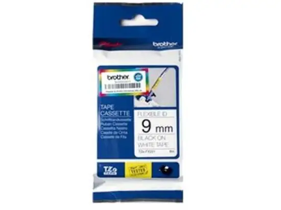 Schriftband-Kassette Brother TZe-FX221 schwarz auf weiß 9mm/8m Flexi-Tapes laminiert