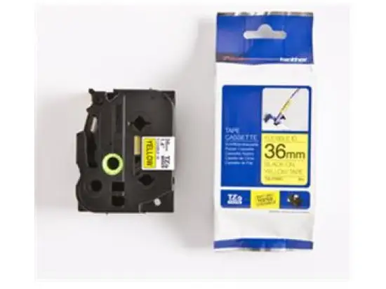 Schriftband-Kassette Brother TZe-FX661 schwarz auf gelb 36mm/8m Flexi-Tape laminiert