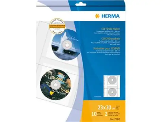 CD / DVD-Abhefthülle Herma 7682 2CDs transparent Kunststoff (PP), Pack 10 Stk