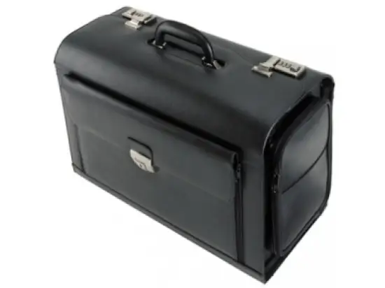 Pilotenkoffer Alassio 45057 Verona Leder, schwarz, mit Fächervortasche