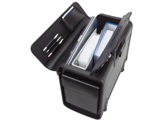 Pilotenkoffer Alassio 92705 Silvana Leder, schwarz, arretierbares Trolleysystem, Laptopfach