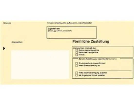 Zustellungsumschlag RNK 2044/100 DIN lang, mit Fenster, förmliche Zustellung, innerer Umschlag, gelb, Pack 100 Stk