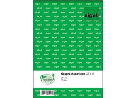 Gesprächsnotiz Sigel GE515 A5 50 Blatt, Pack 10 Stk