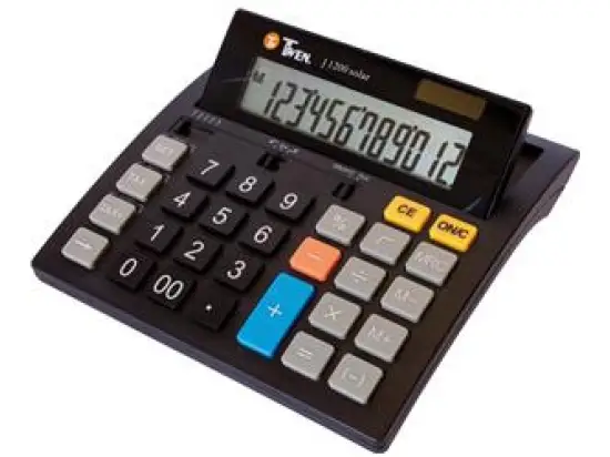 Tischrechner TA Twen J1200 Solar Euro 12-stellig, Solar- u. Batteriebetrieb