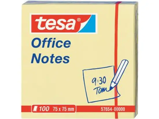 Haftnotiz Tesa 57654-00000-05 Office Notes 75 x 75 mm, Block mit 100 Blatt, gelb