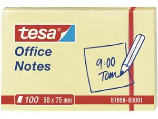 Haftnotiz Tesa 57656-00001-05 Office Notes 50 x 75 mm, Block mit 100 Blatt, gelb, Pack 12 Stk